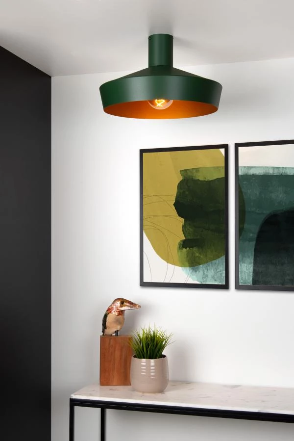 Lucide CARDIFF - Flush ceiling light - Ø 40 cm - 1xE27 - Green - ambiance 2